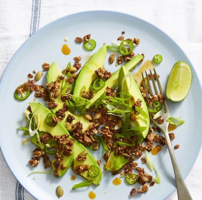 Avocado Salad with Spicy Sesame-Tamari Granola